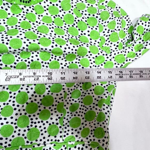 Vintage 60s Bullocks Wilshire Dress Size 00 Blue Green Floral Polka Dot Abstract - Picture 10 of 12